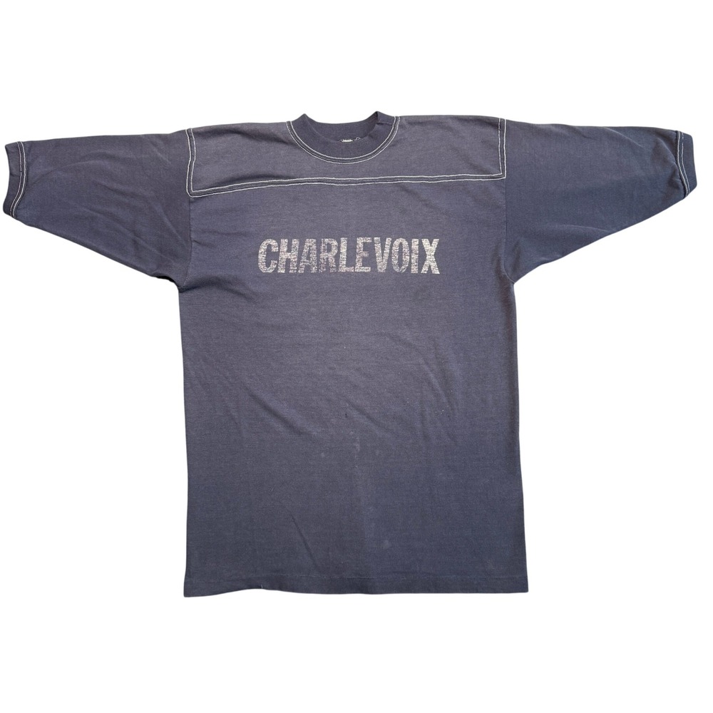 Vintage Charlevoix Navy Blue Jersey T-Shirt Medium